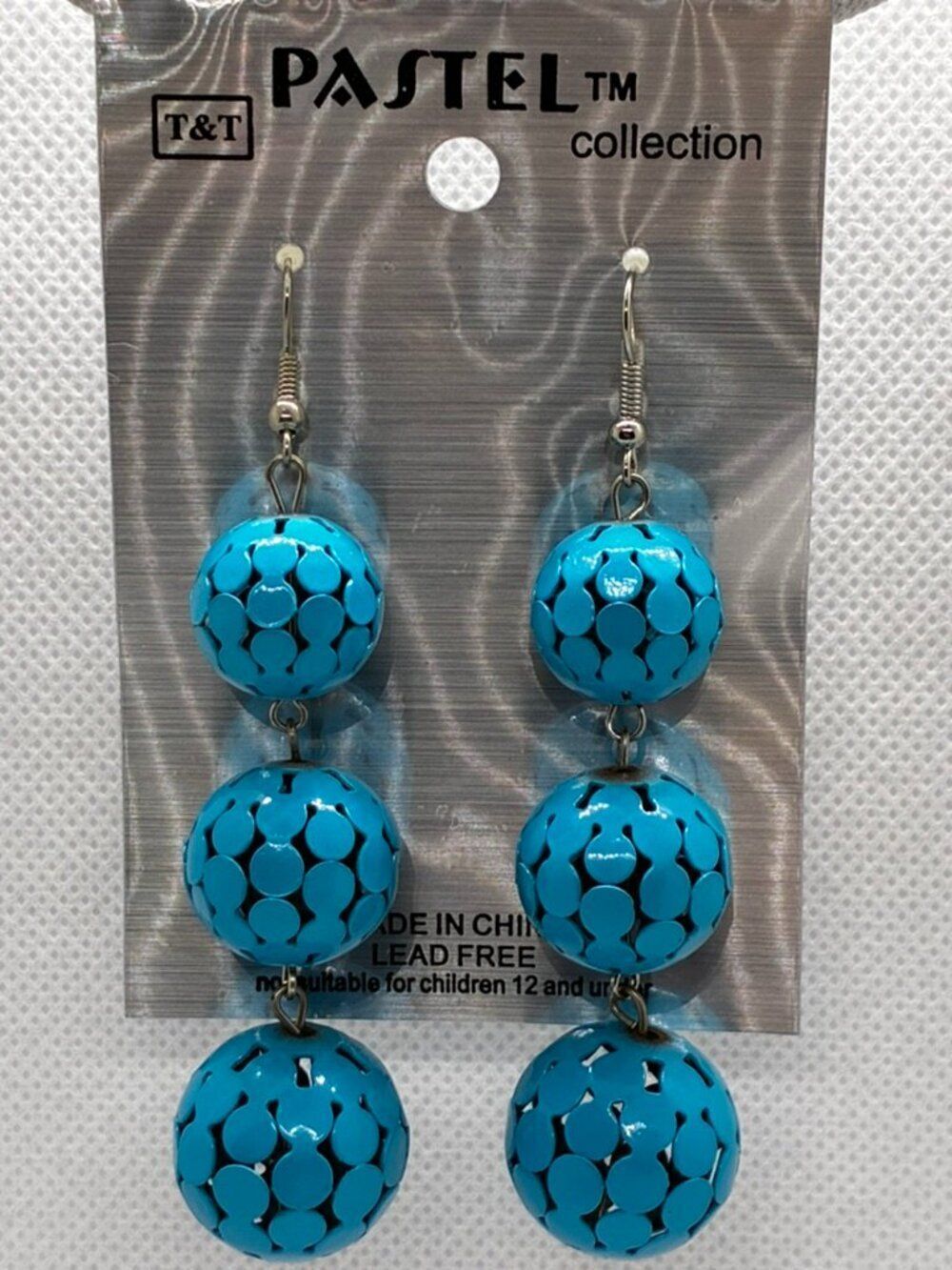 3For$20 Pastel Collection Blue Triple Openwork Ball Drop Earrings